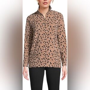 Land’s End Leopard Fleece Quarter Zip